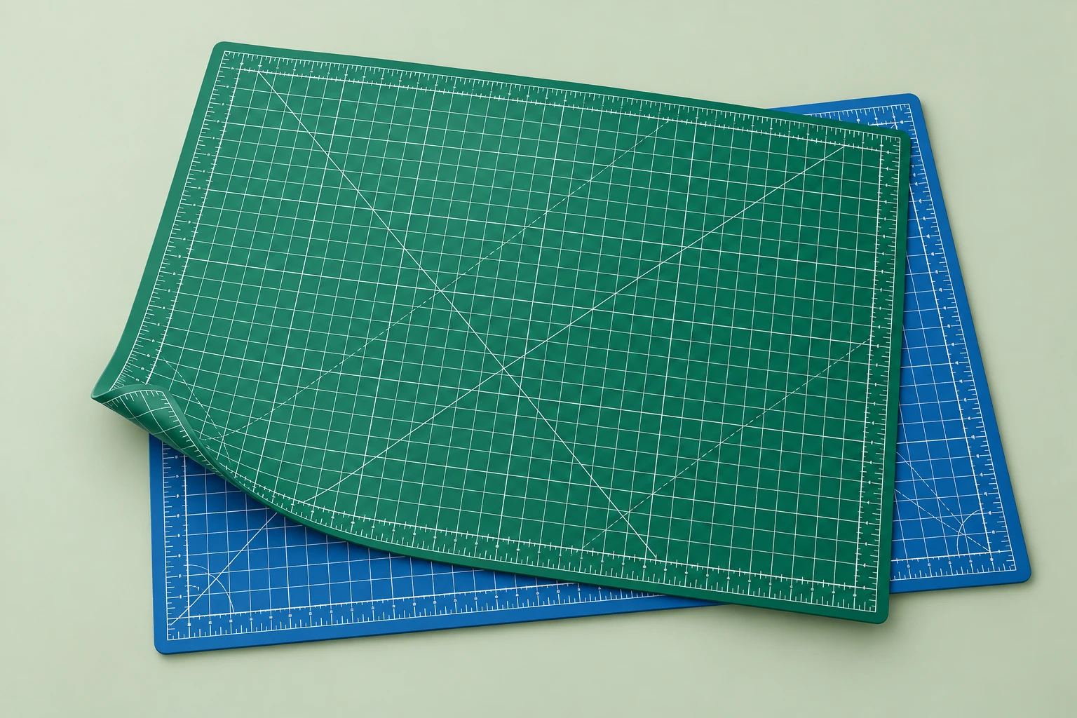 Illustrative green and blue self-healing cutting mats